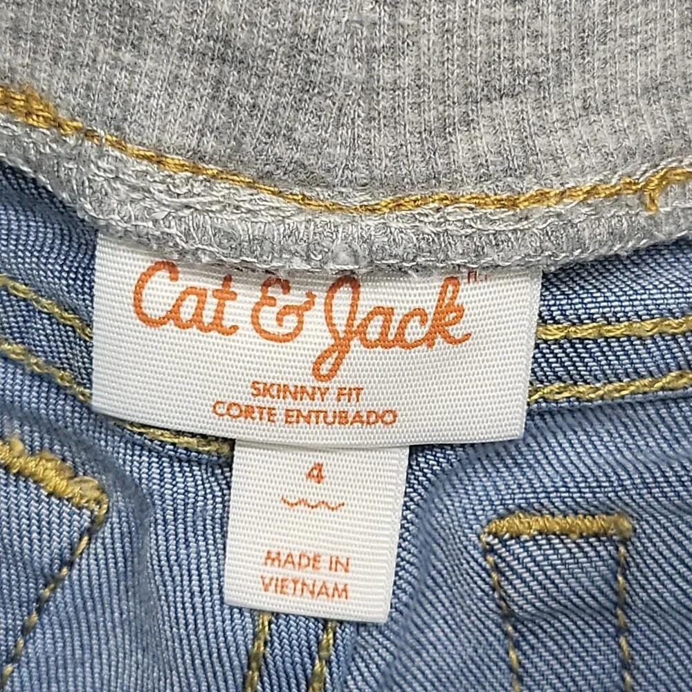 Cat & Jack Girls Pull On Drawstring Skinny Fit Jeans Pockets Blue Size 4
